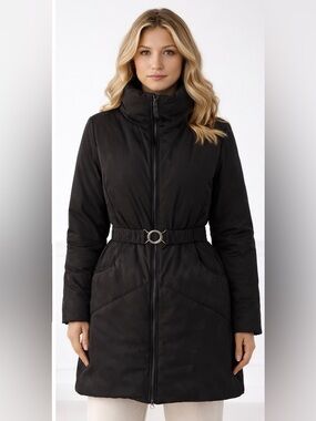 RUDSAK Black Belted Quilted Puffer Coat